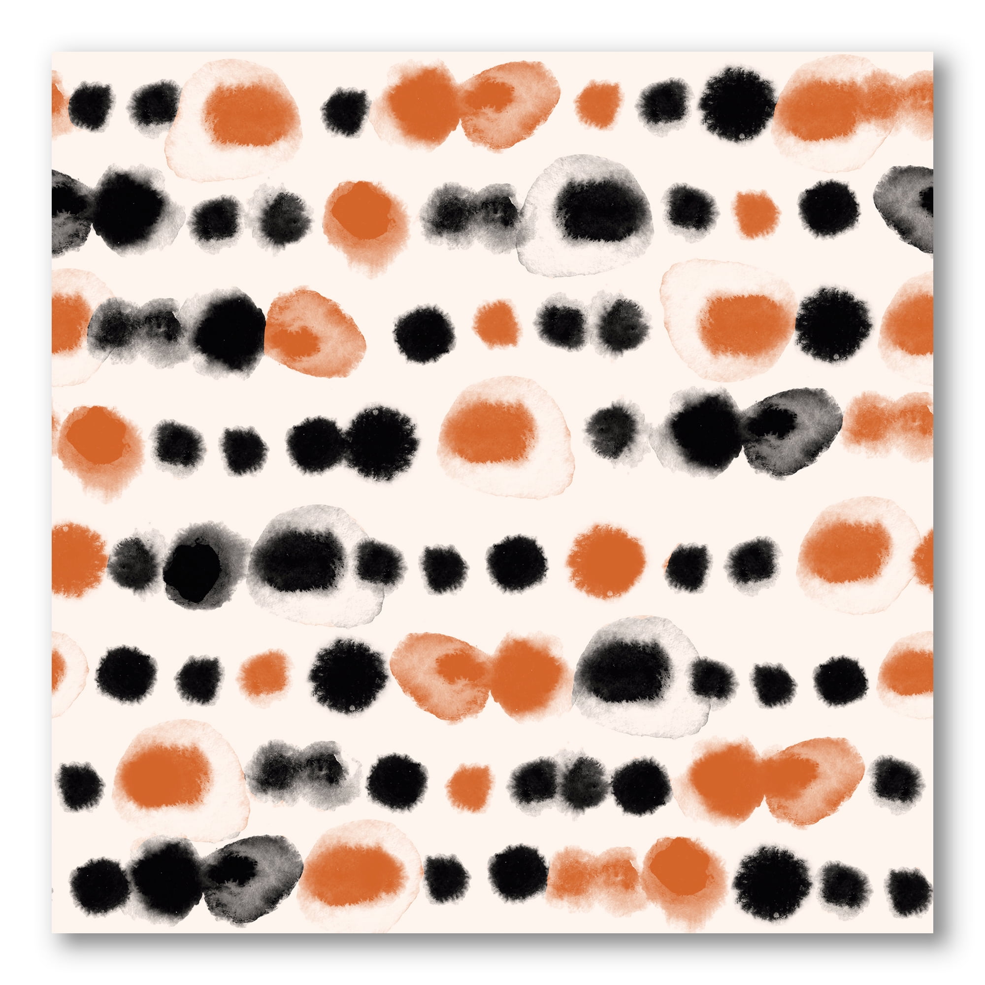 Designart ' Orange and Black Polka Dots ' Modern Canvas Wall Art Print