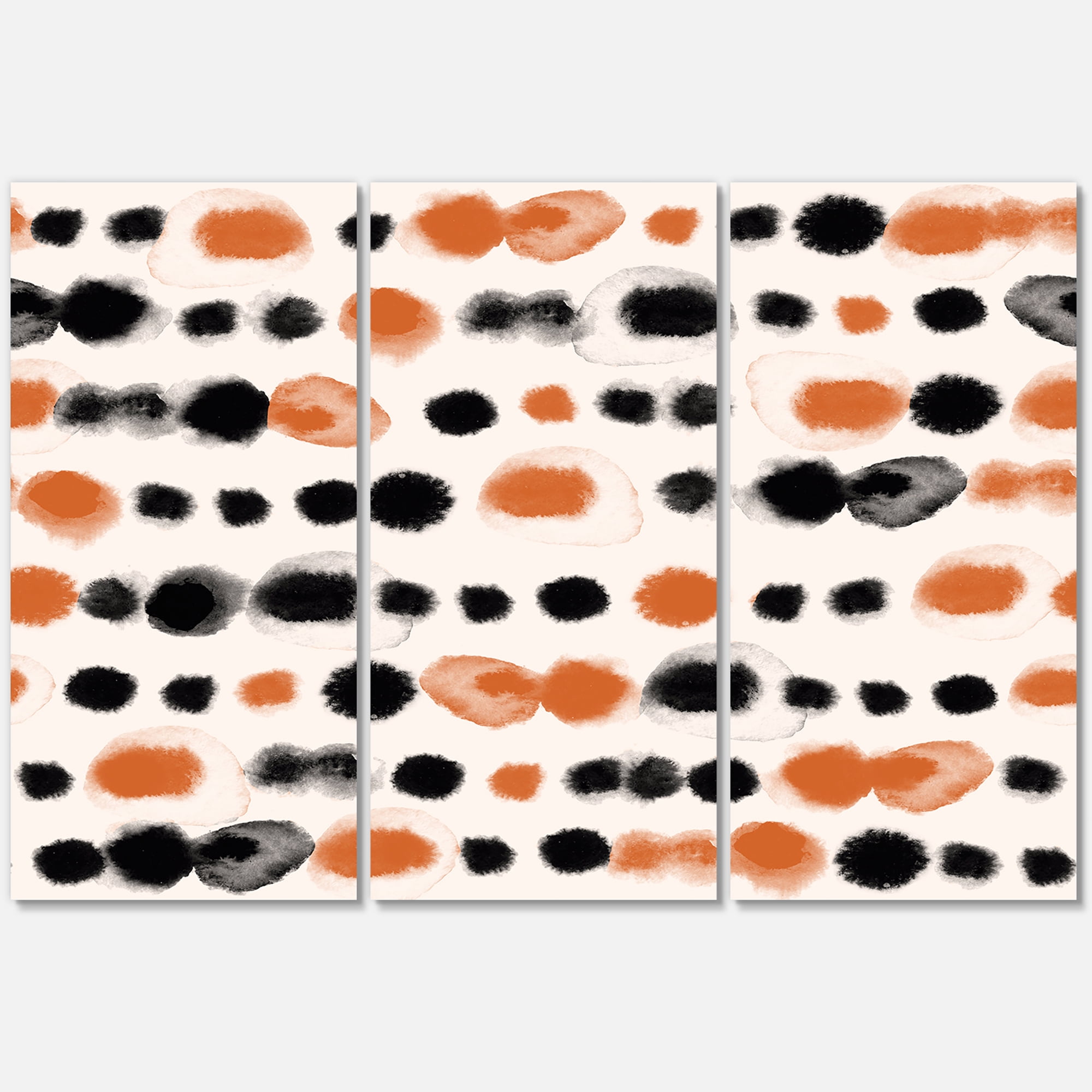 Designart ' Orange and Black Polka Dots ' Modern Canvas Wall Art Print