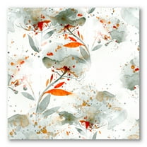 Designart ' Orange and Green Wildflowers I ' Modern Canvas Wall Art Print
