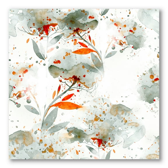 Designart ' Orange and Green Wildflowers I ' Modern Canvas Wall Art Print