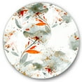 thumbnail image 1 of Designart 'Orange and Green Wildflowers I' Modern Circle Metal Wall Art 36x36 - Disc of 36, 1 of 5
