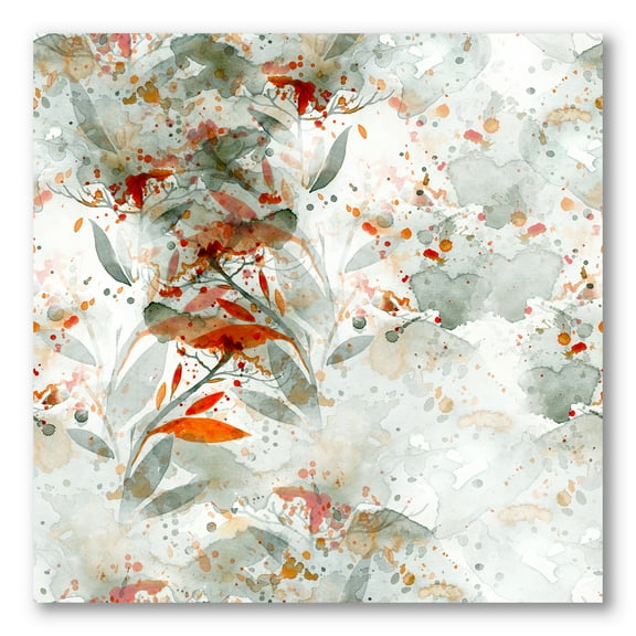 Designart ' Orange and Green Wildflowers II ' Modern Canvas Wall Art Print