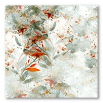Designart ' Orange and Green Wildflowers II ' Modern Canvas Wall Art Print