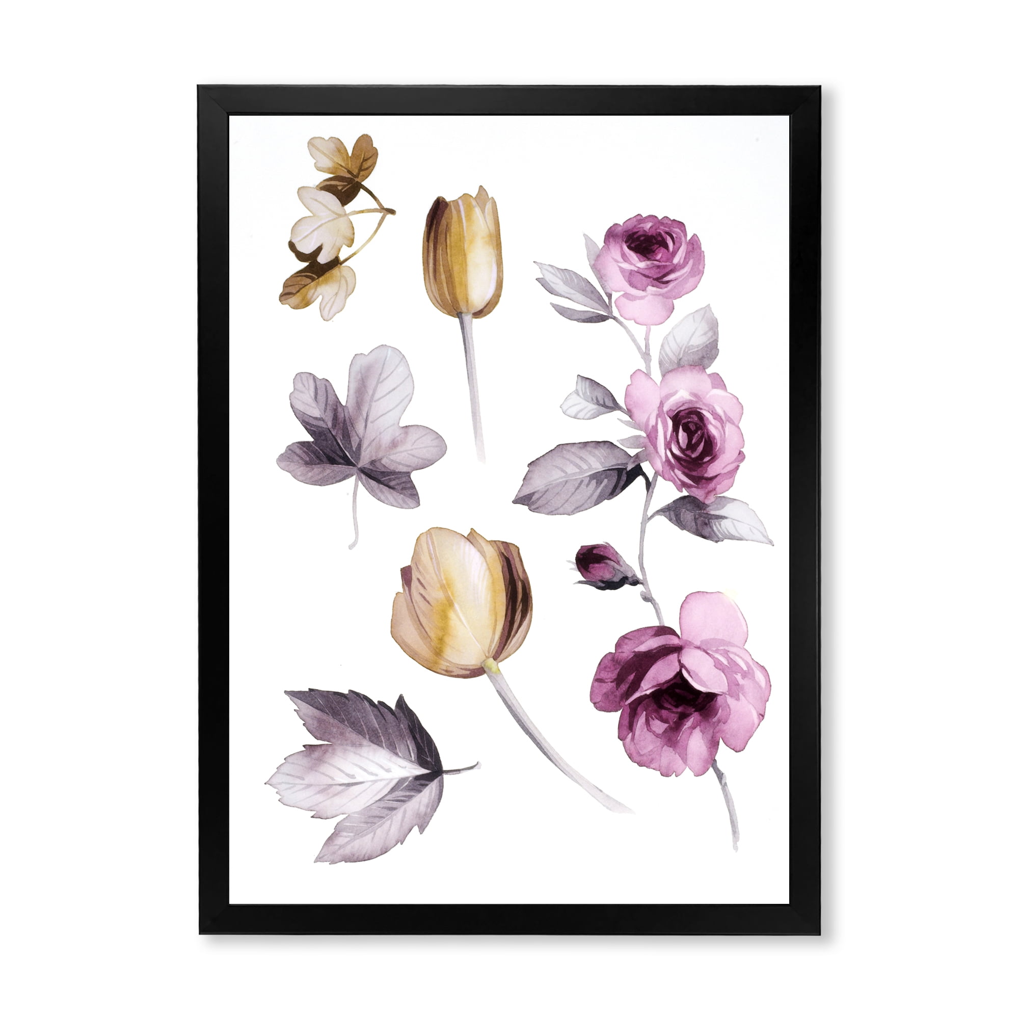 Designart 'Orange and Pink Wildflowers' Traditional Framed Art Print