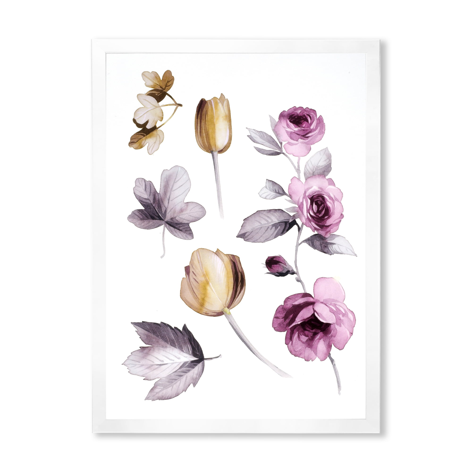 Designart 'Orange and Pink Wildflowers' Traditional Framed Art Print