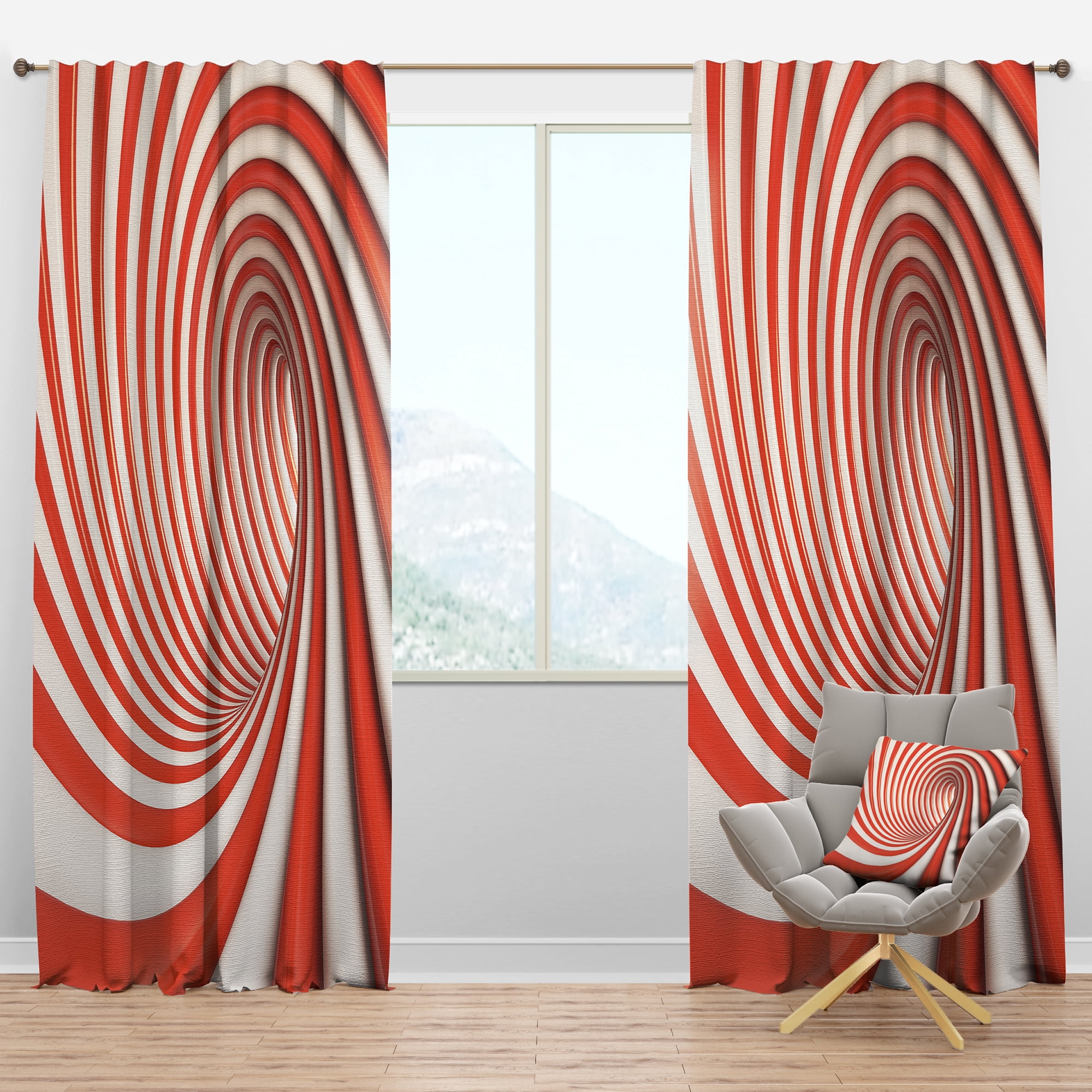 Designart 'Orange and White Spiral' Modern & Contemporary Blackout Curtain Panel