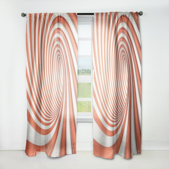 Designart 'Orange and White Spiral' Modern & Contemporary Curtain Panel
