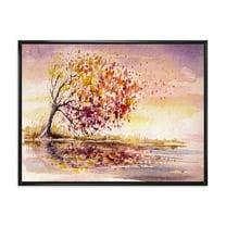 Designart 'Orange and Yellow Autumn Tree' Traditional Framed Canvas Wall Art Print