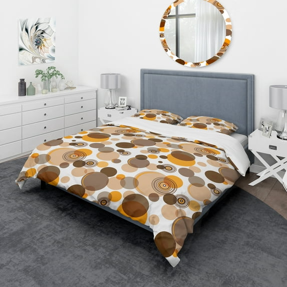 Designart 'Orange and brown retro circles' Vintage Duvet Cover Set
