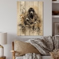thumbnail image 1 of Designart "Orangutan Sumi Asian Painting I" Asian Print on Natural Pine Wood, 1 of 5