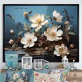 thumbnail image 1 of Designart "Orchid Dreams White and Blue Blossoms I" Floral Framed Wall Art - Modern Farmhouse Gold Abstract Floral Living Room Framed Canvas Art, 1 of 6