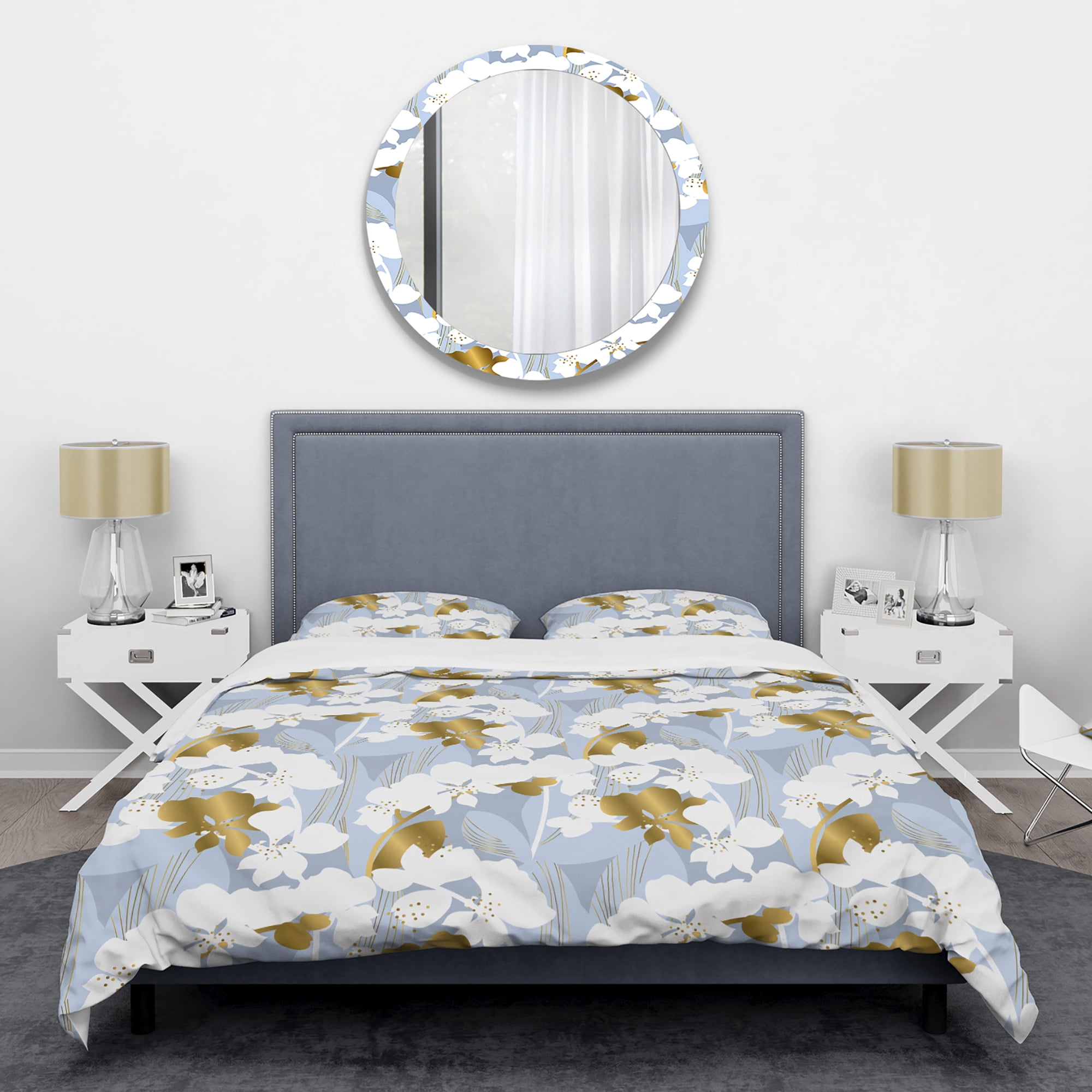 Designart 'Orchid blossom color pattern' Mid-Century Modern Duvet Cover Set