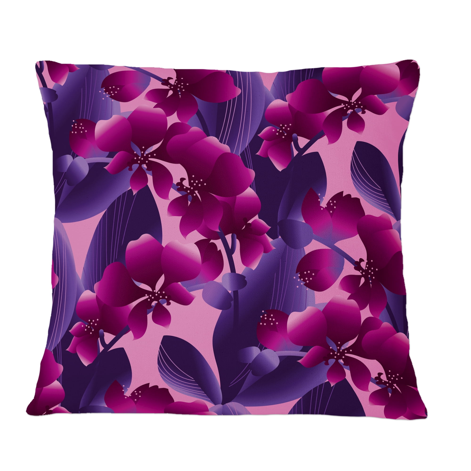 Designart Orchid blossom colorful pattern' Mid-Century Modern Throw Pillow - 12x20