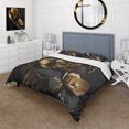 thumbnail image 1 of Designart "Orchid in Black and Gold II" Floral & Botanical Bedding Covert Set - Orchid Black Floral Bed Set With 2 Shams, 1 of 6