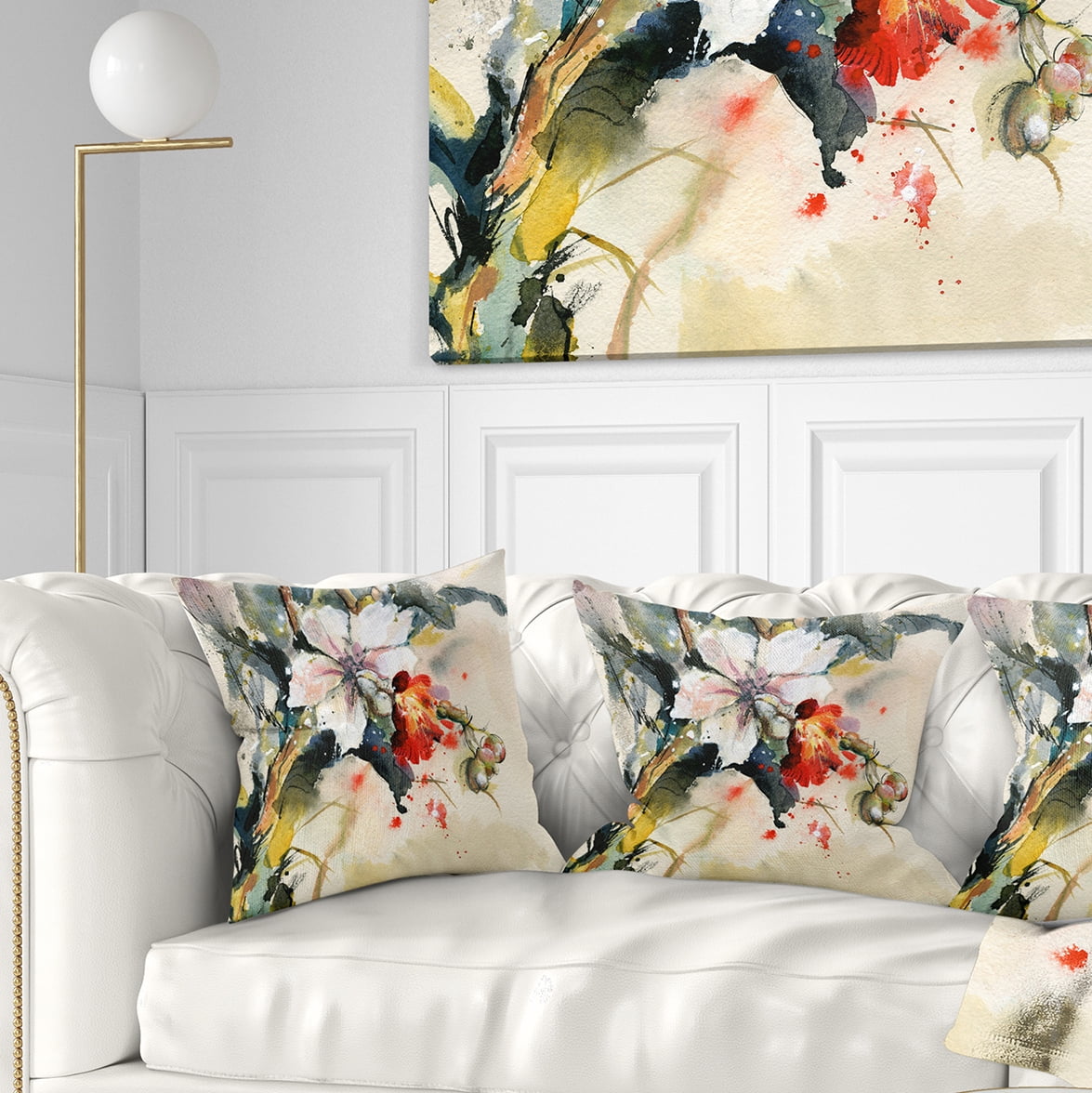 Designart Orchid in Bloom - Floral Throw Pillow - 16x16