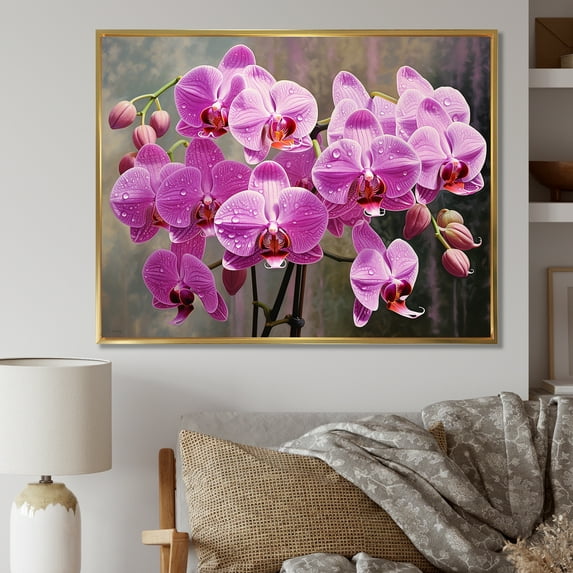 Designart "Orchids In The Oasis I" Orchids Floater Framed Canvas Wall Art