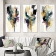 thumbnail image 1 of Designart "Order Amidst Alizarin Hues I" Abstract Liquid Ink Framed Wall Art Set Of 3 - Black Modern Frame Canvas Set For Living Room Decor, 1 of 6