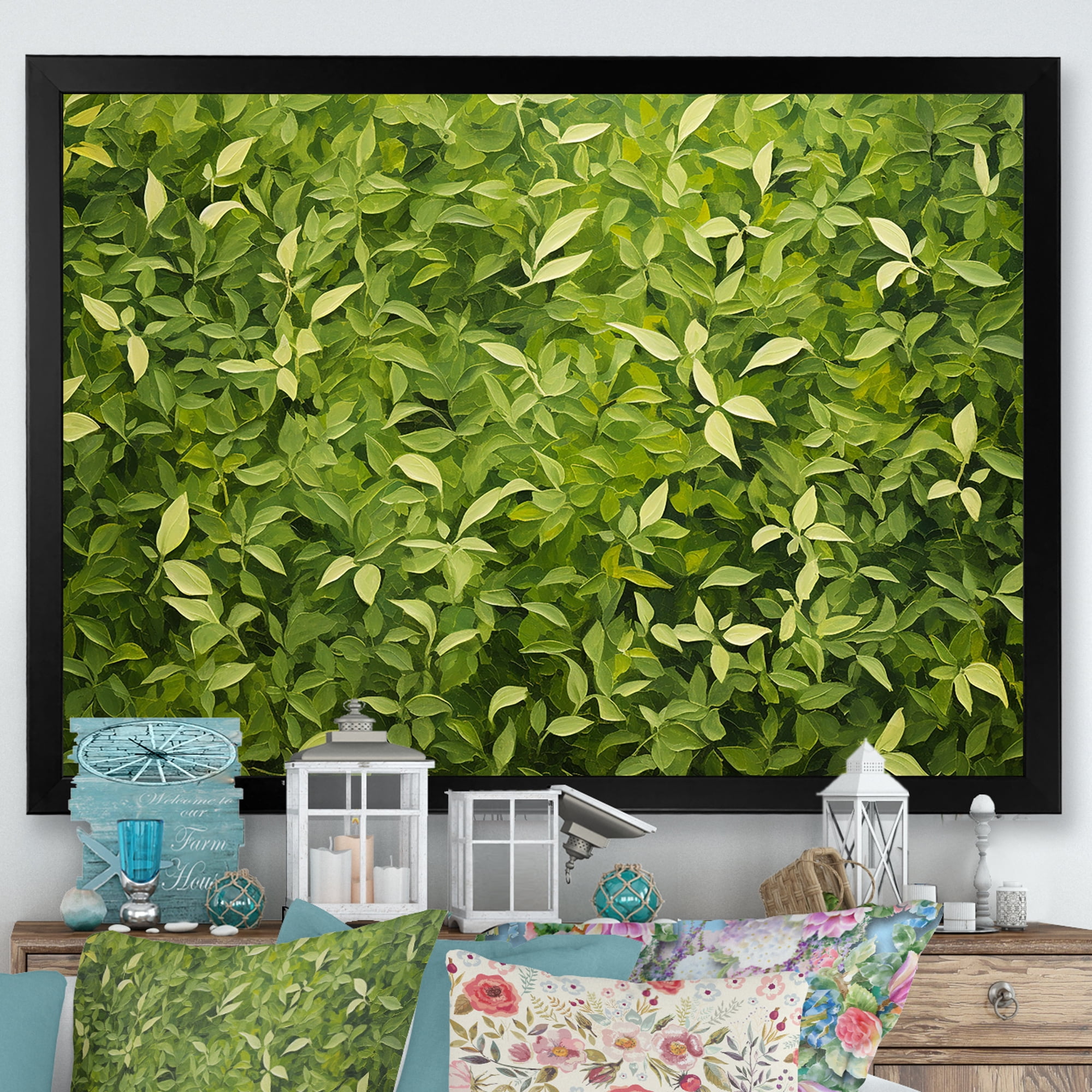 Designart "Oregano Hues of Herbs II" Floral Framed Wall Art Decor