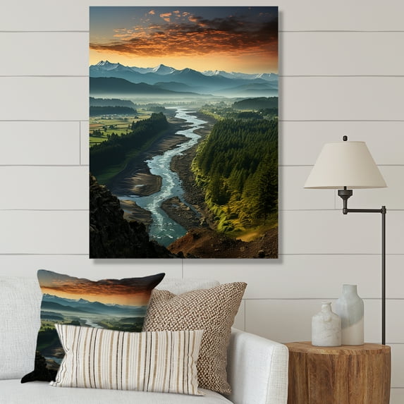 Designart "Oregon River horizon III" Oregon Canvas Wall Art