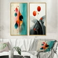 thumbnail image 1 of Designart "Organic Otherworldly Blessings Retro Abstraction" Minimalism Framed Wall Art Set Of 2 - Transitional Turquoise Framed Wall Art Set Of 2, 1 of 6