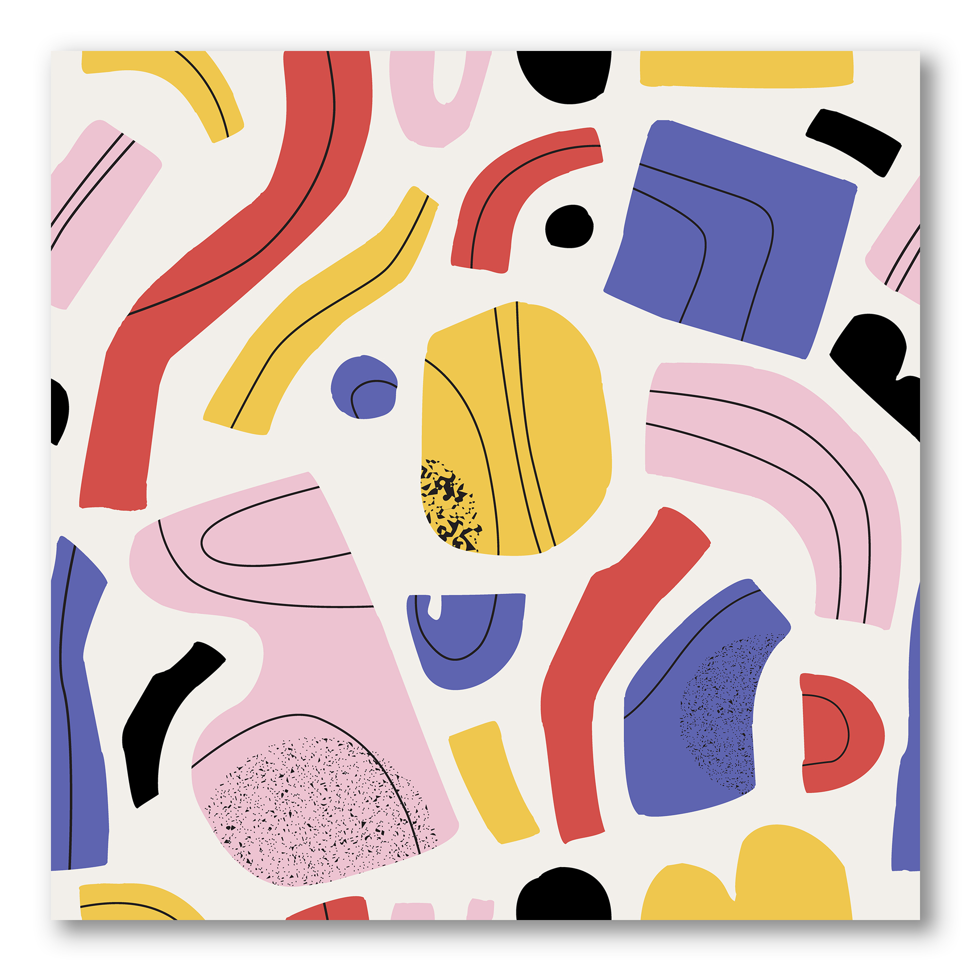 Designart ' Organic and Elements In Pink Yellow and Red ' Modern Canvas Wall Art Print