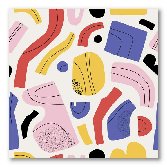 Designart ' Organic and Elements In Pink Yellow and Red ' Modern Canvas Wall Art Print