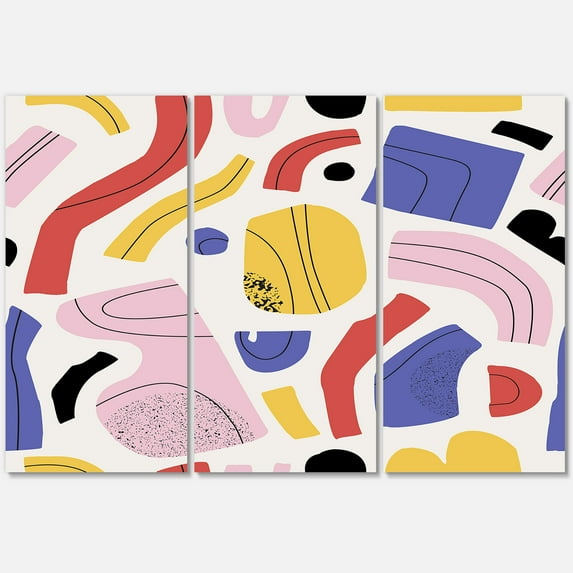 Designart ' Organic and Elements In Pink Yellow and Red ' Modern Canvas Wall Art Print