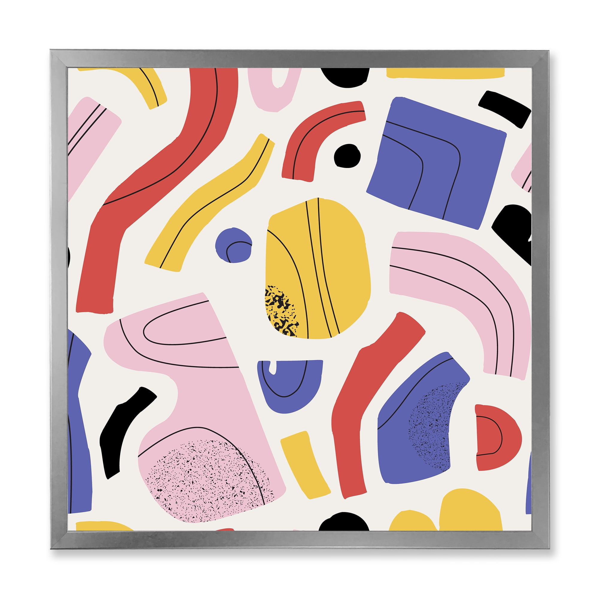 Designart 'Organic and Elements In Pink Yellow and Red' Modern Framed Art Print