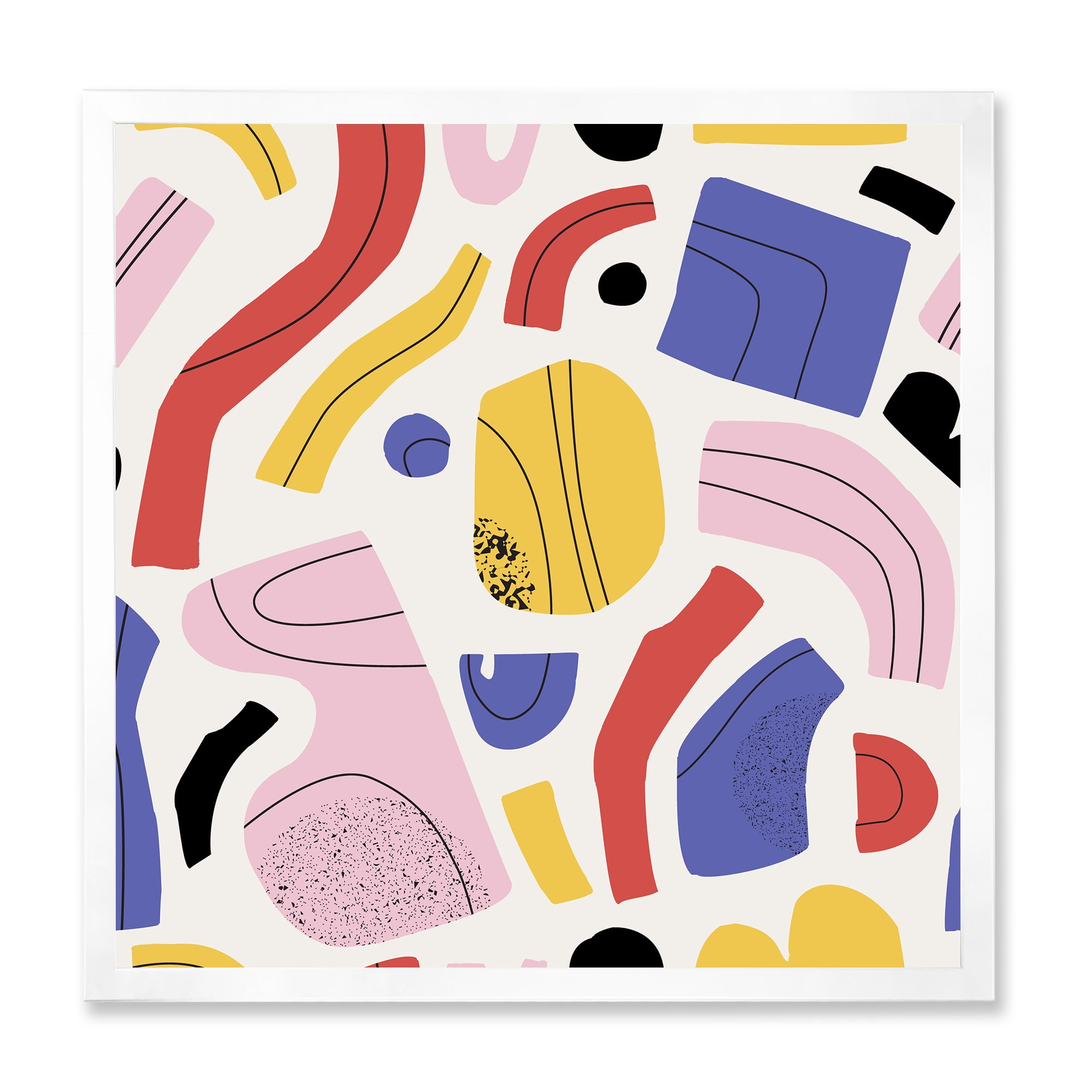 Designart 'Organic and Elements In Pink Yellow and Red' Modern Framed Art Print