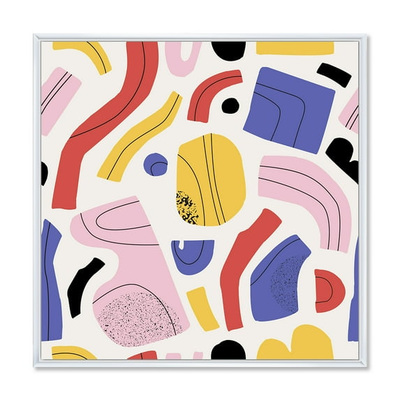 Designart 'Organic and Elements In Pink Yellow and Red' Modern Framed Canvas Wall Art Print