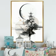 Designart "Oriental Creation Futuristic Fantasia" Asian Floater Framed Canvas Art Print