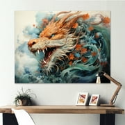 Designart "Oriental Creation Serpent Waltz" Asian Art Wall Decor