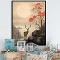 thumbnail image 1 of Designart "Oriental Design Cervine Ink I" Asian Floater Framed Canvas Print, 1 of 7