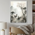 thumbnail image 1 of Designart "Oriental Design Gentle Lamb Sketch I" Asian Floater Framed Wall Art Print, 1 of 7