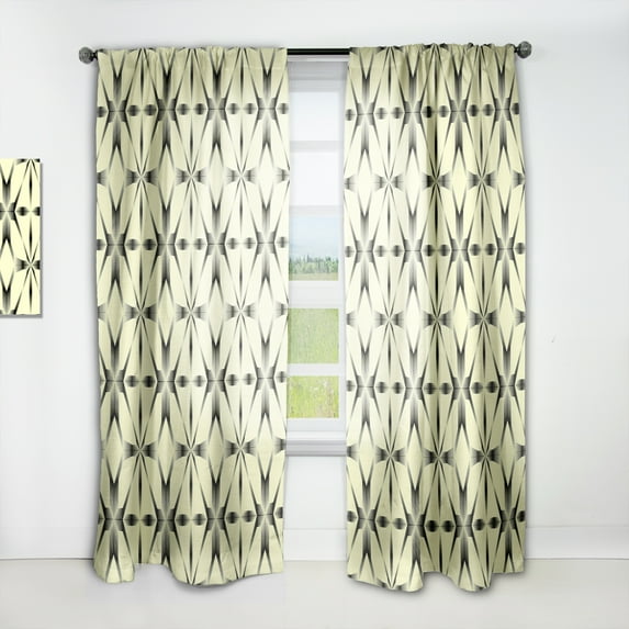 Designart 'Oriental Flower Pattern Ornament' Mid-Century Modern Curtain Panel