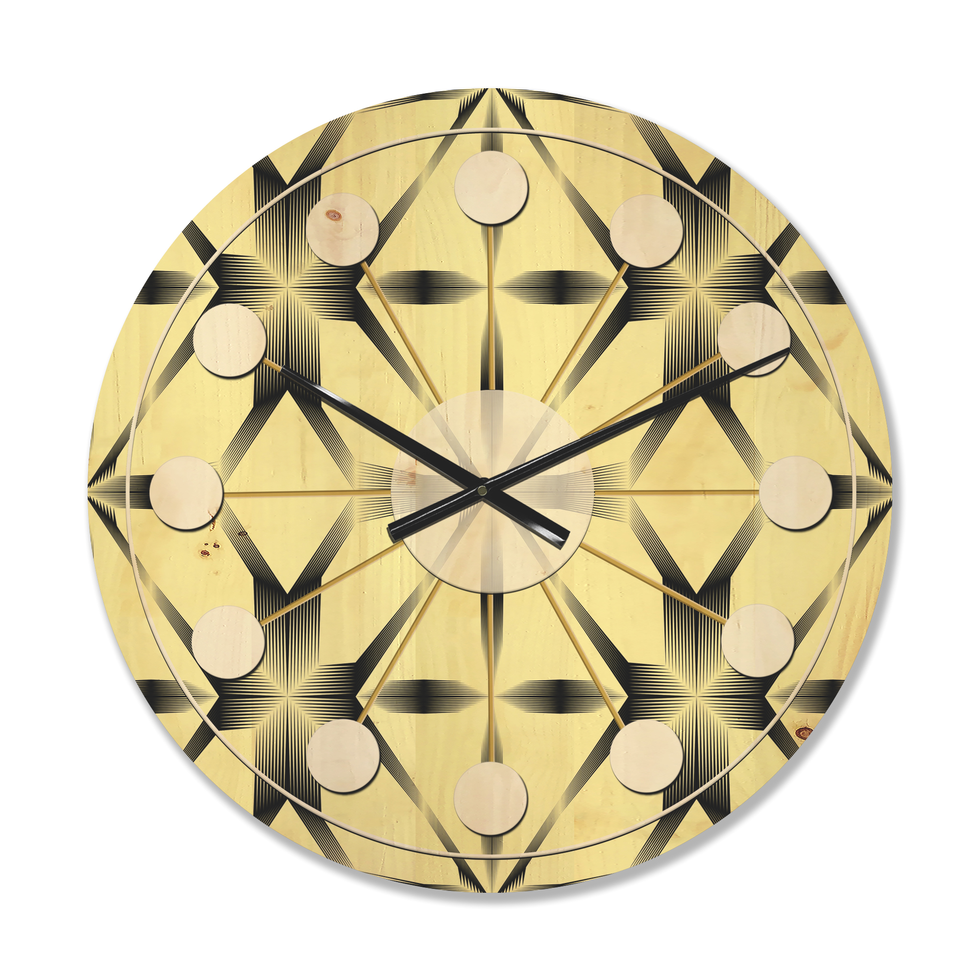 Designart 'Oriental Flower Pattern Ornament' Mid-Century Modern Wood Wall Clock