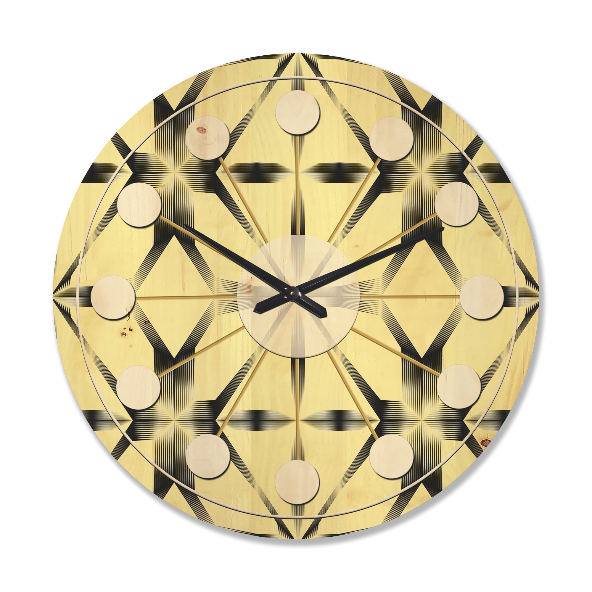 Designart 'Oriental Flower Pattern Ornament' Mid-Century Modern Wood Wall Clock
