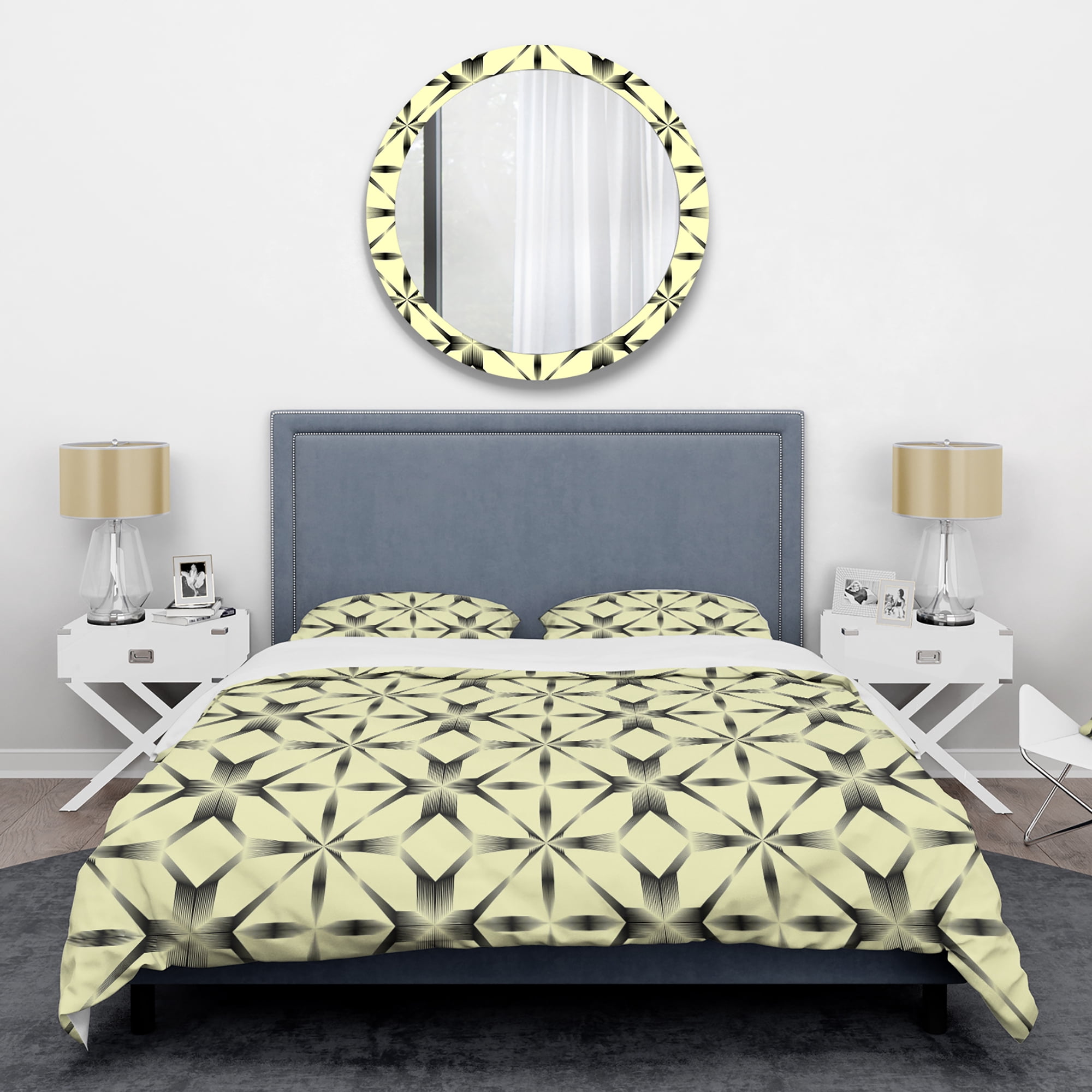 Designart 'Oriental Ornament. Flower Pattern' Mid-Century Modern Duvet Cover Set