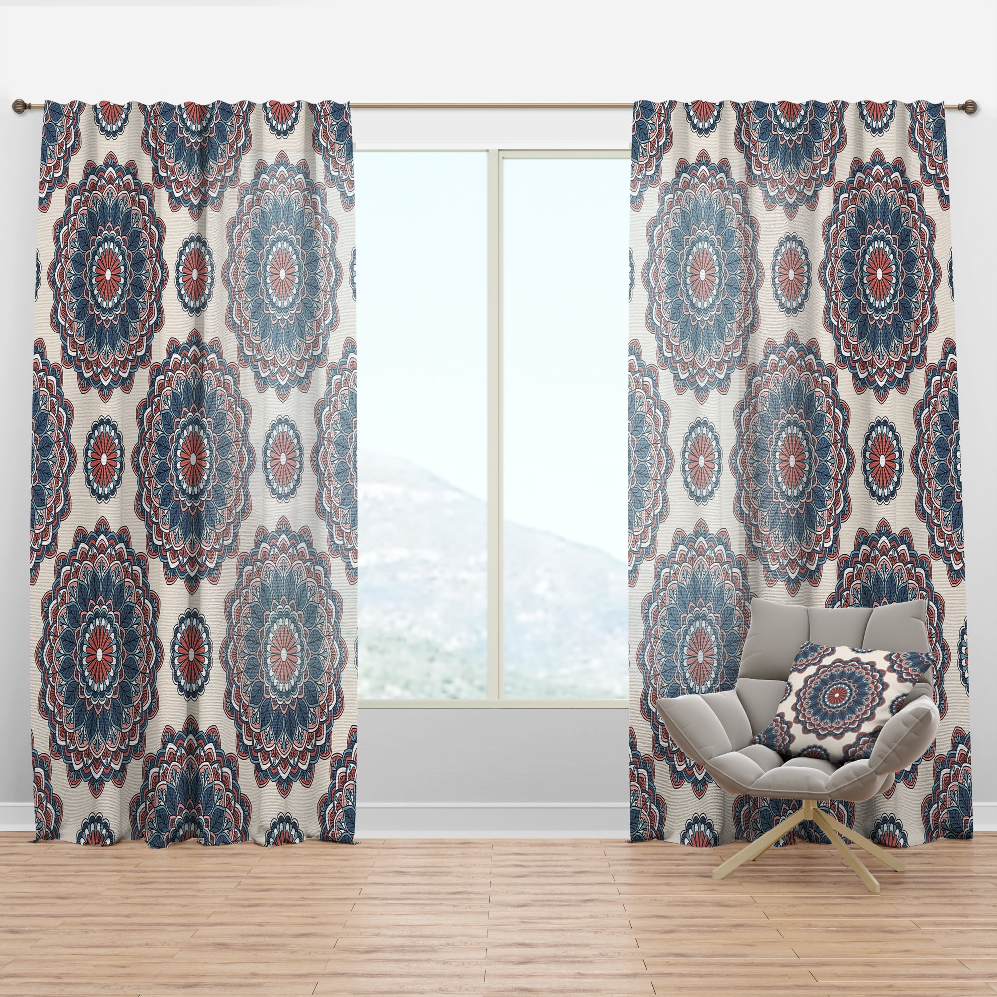 Designart 'Oriental Pattern Collage' Bohemian & Eclectic Curtain Panel