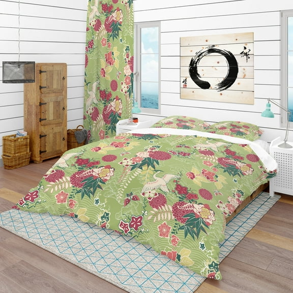 Designart 'Oriental Silk Pattern' Asian Duvet Cover Set