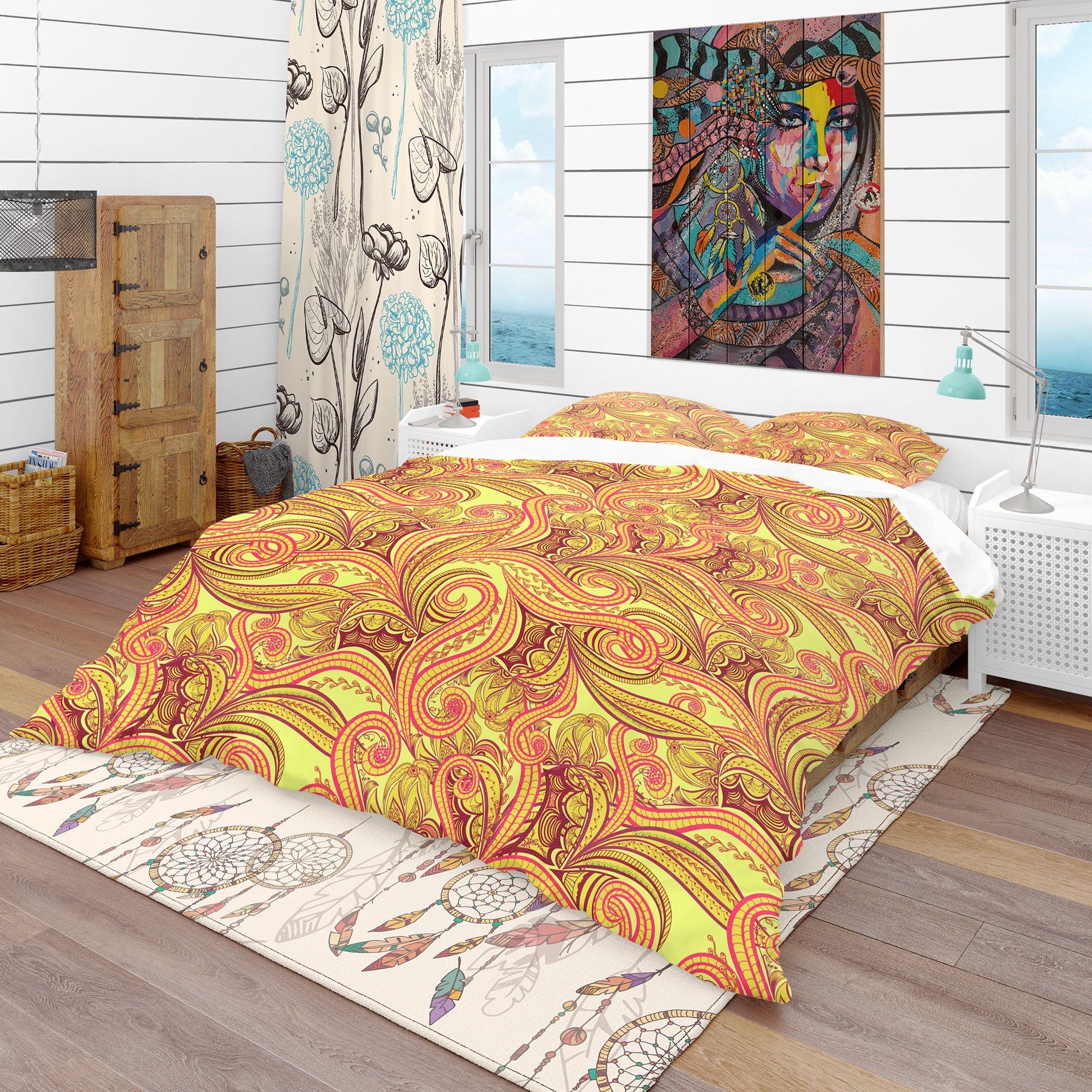 Designart 'Ornament Ethnic Abstract Pattern' Bohemian & Eclectic Duvet Cover Set