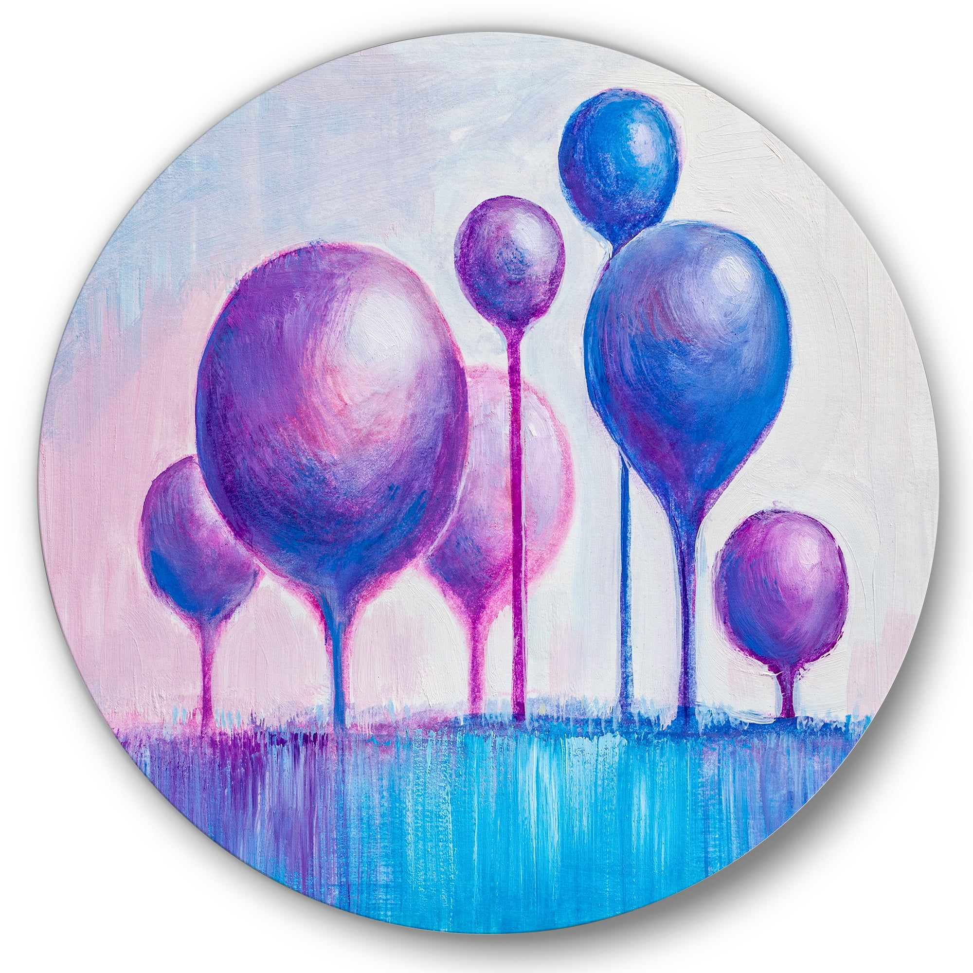 Designart 'Ornamental Colourful Trees I' Modern Circle Metal Wall Art 23x23 - Disc of 23