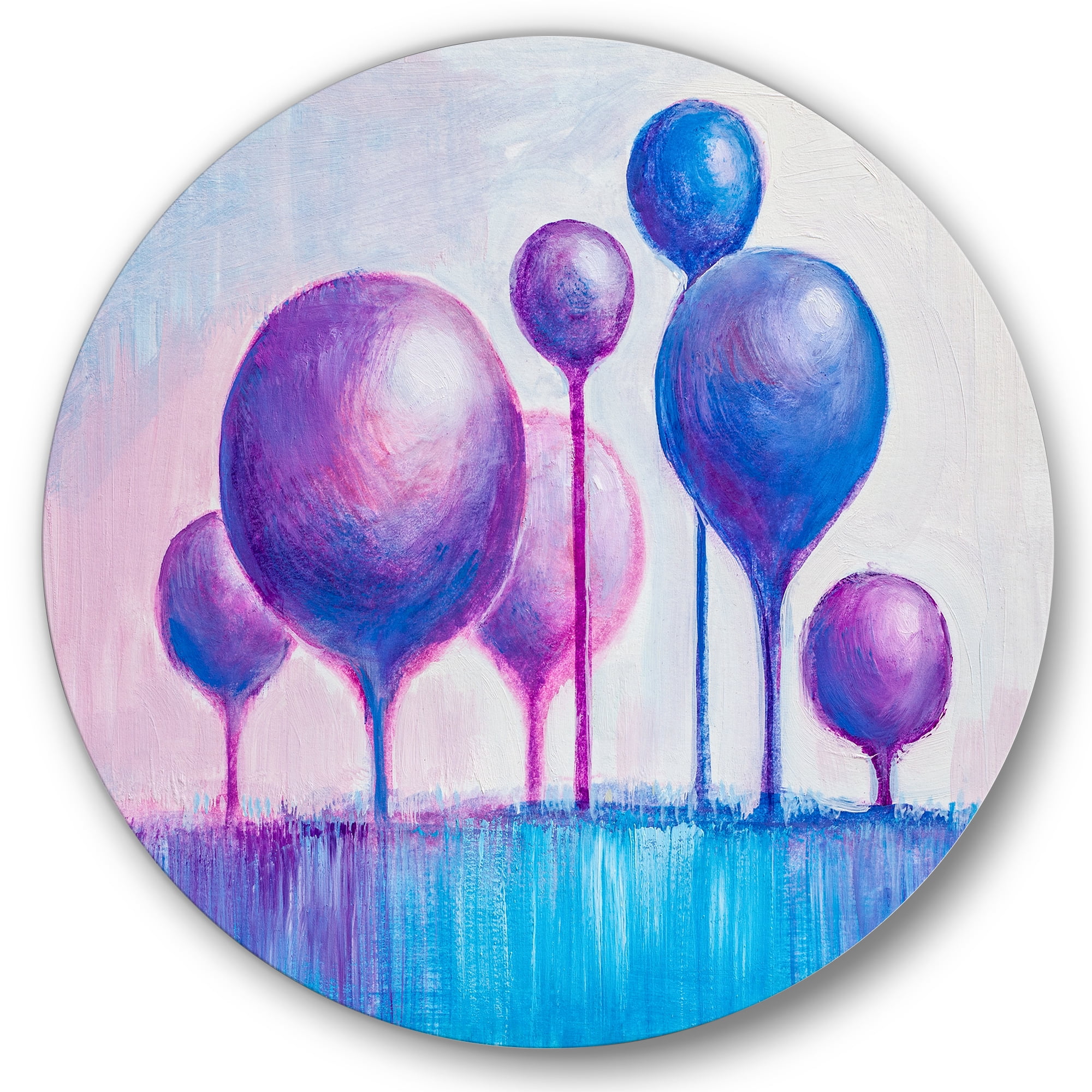 Designart 'Ornamental Colourful Trees I' Modern Circle Metal Wall Art 29x29 - Disc of 29