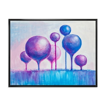 Designart 'Ornamental Colourful Trees I' Modern Framed Canvas Wall Art Print
