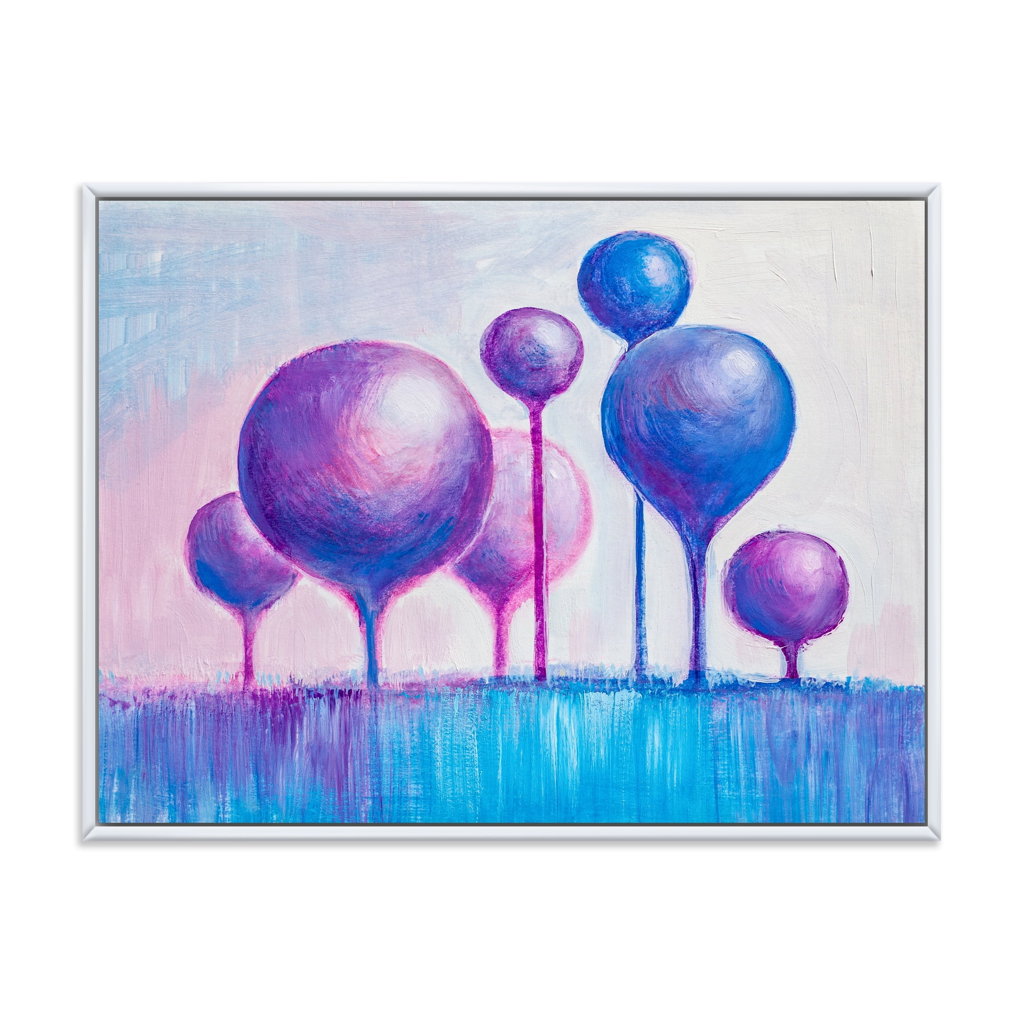 Designart 'Ornamental Colourful Trees I' Modern Framed Canvas Wall Art Print
