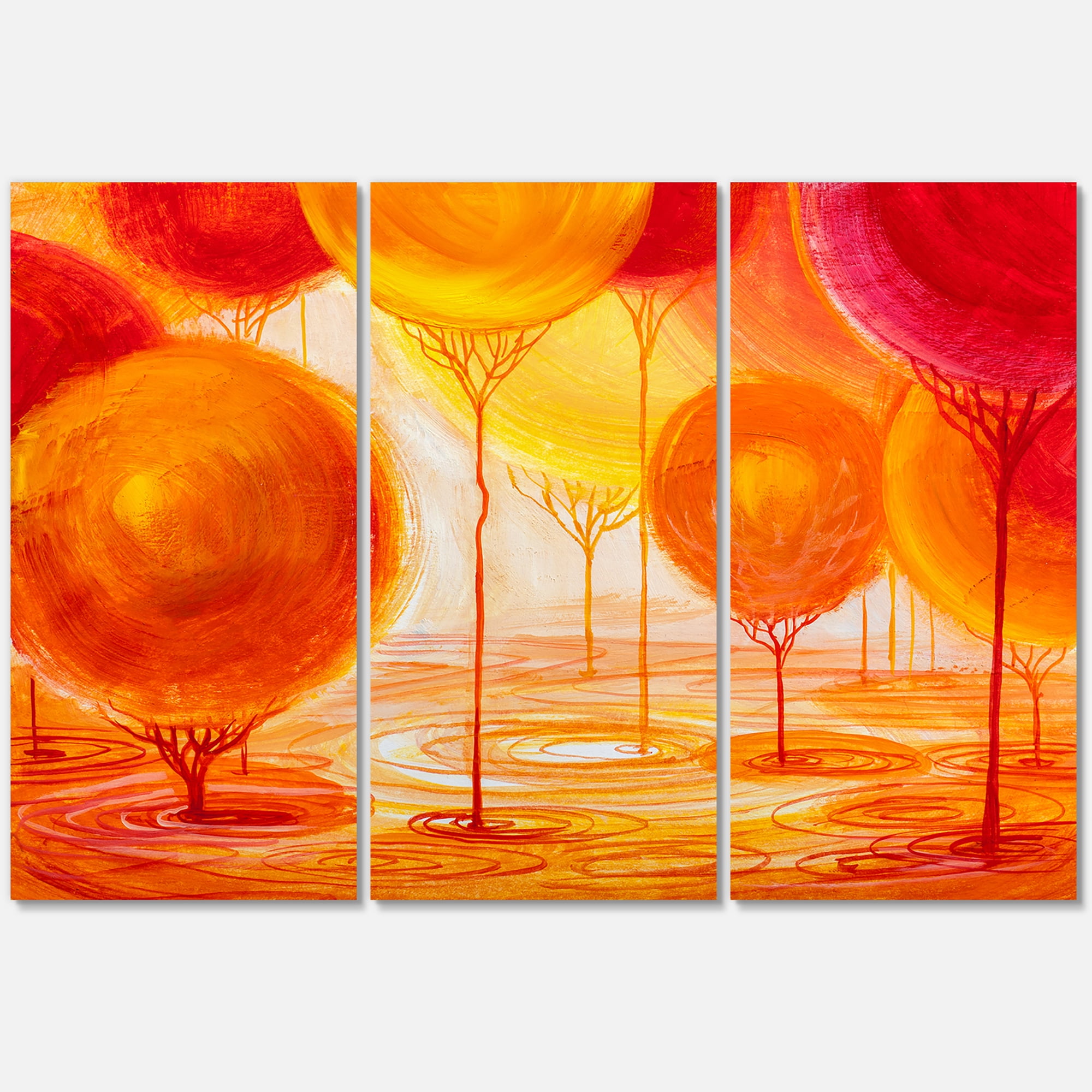 Designart ' Ornamental Colourful Trees II ' Modern Canvas Wall Art Print