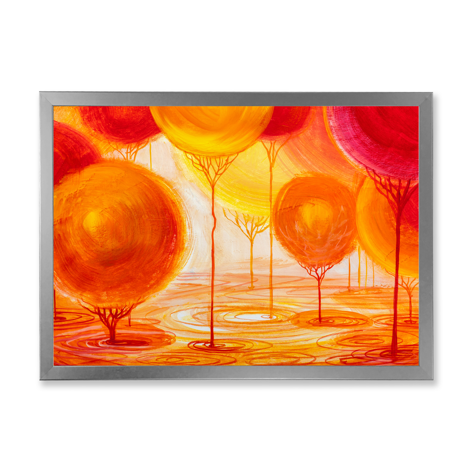 Designart 'Ornamental Colourful Trees II' Modern Framed Art Print