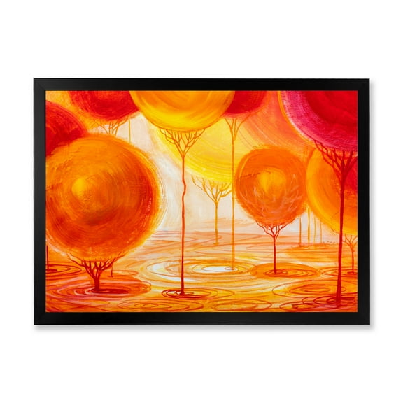 Designart 'Ornamental Colourful Trees II' Modern Framed Art Print