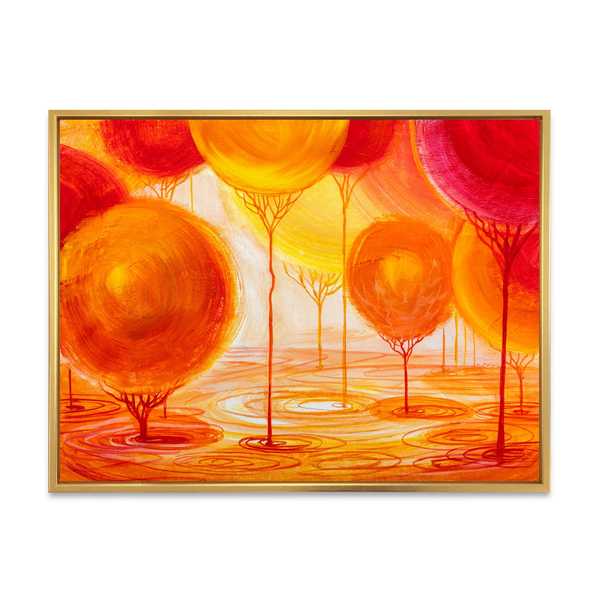 Designart 'Ornamental Colourful Trees II' Modern Framed Canvas Wall Art Print