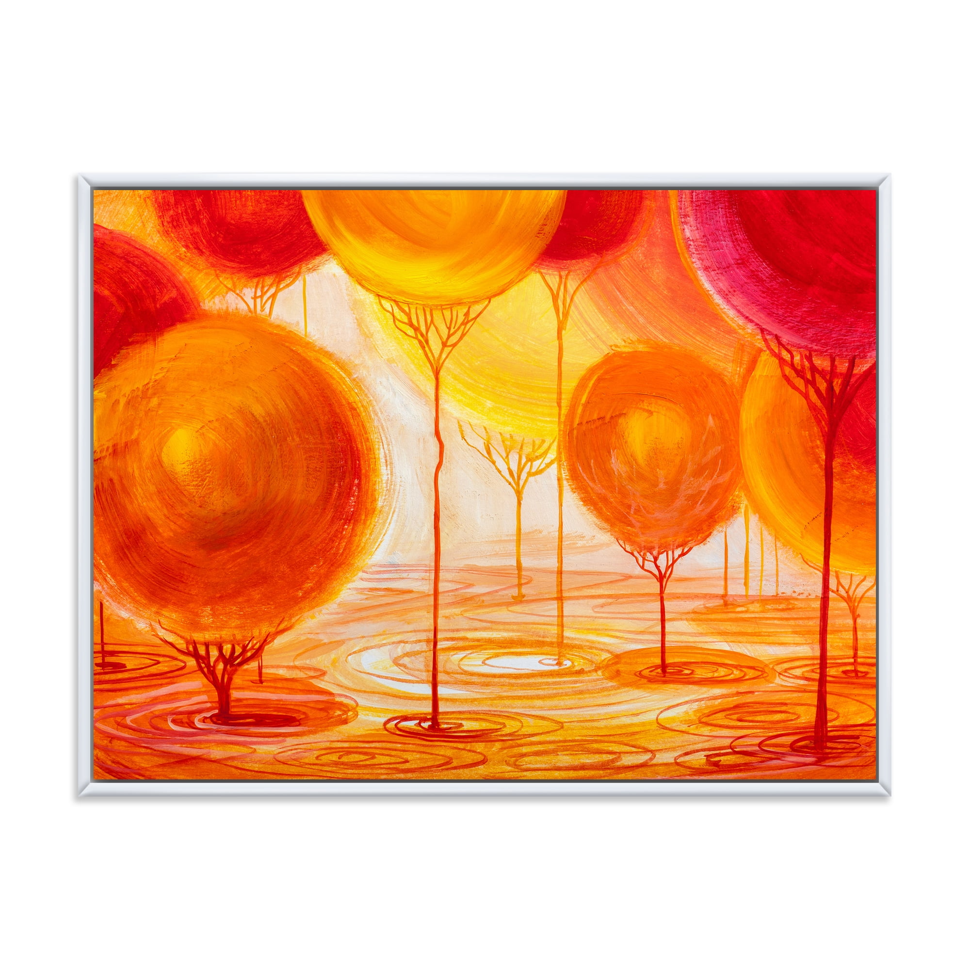 Designart 'Ornamental Colourful Trees II' Modern Framed Canvas Wall Art Print